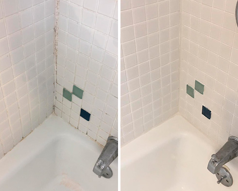 Shower Before and After Our Caulking Services in Phoenix, AZ