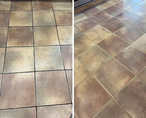 Floor Before and After a Grout Cleaning in Phoenix, AZ