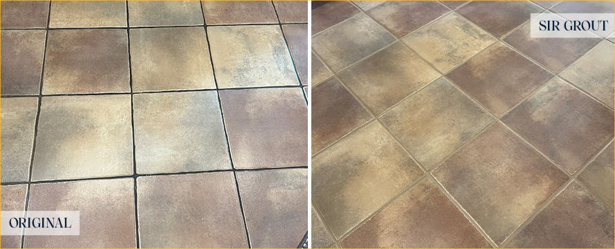 Floor Before and After a Superb Grout Cleaning in Phoenix, AZ
