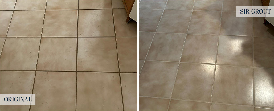 Kitchen Floor Before and After a Service from Our Tile and Grout Cleaners in Phoenix