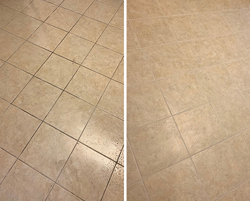 Floor Before and After a Grout Cleaning in Phoenix, AZ