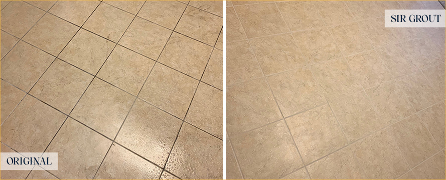 Floor Before and After a Superb Grout Cleaning in Phoenix, AZ