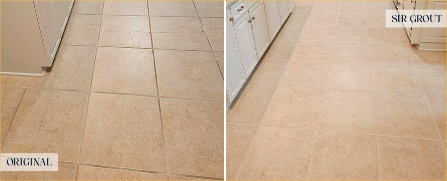 Floor Before and After a Flawless Grout Cleaning in Phoenix, AZ