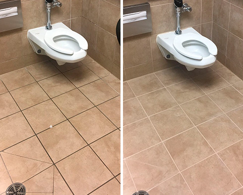 Floor Before and After a Grout Cleaning in Phoenix, AZ
