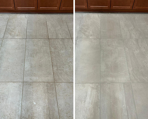 Ceramic Tile Floor Before and After Our Phoenix Grout Cleaning Service