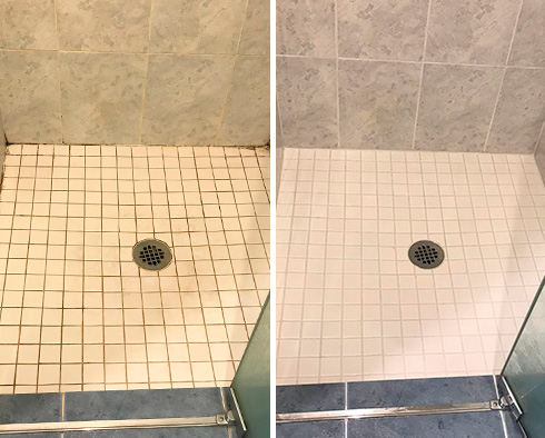 Shower Before and After a Grout Cleaning in Phoenix, AZ