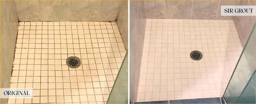 Shower Before and After an Excellent Grout Cleaning in Phoenix, AZ