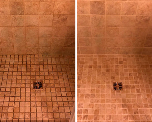 Shower Before and After a Grout Cleaning in Phoenix, AZ