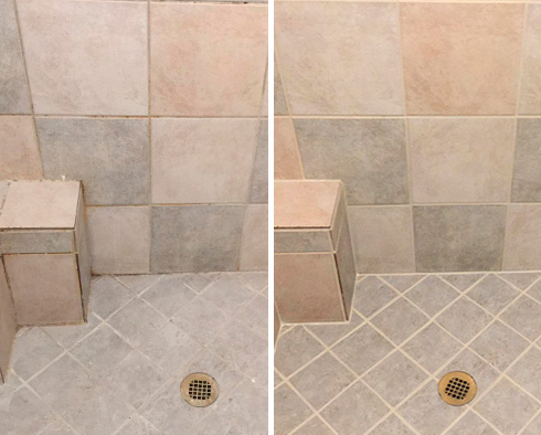 Shower Before and After a Grout Sealing in Phoenix, AZ