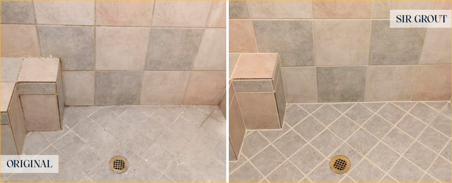 Shower Before and After a Superb Grout Sealing in Phoenix, AZ