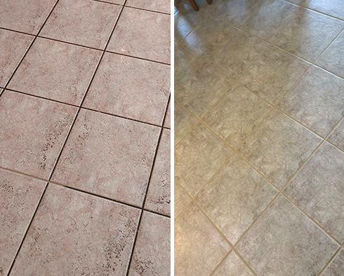 Floor Before and After a Grout Cleaning in Phoenix, AZ
