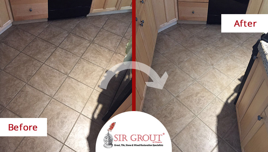 A Grout Cleaning Service In Scottsdale Az Gave This Kitchen Floor