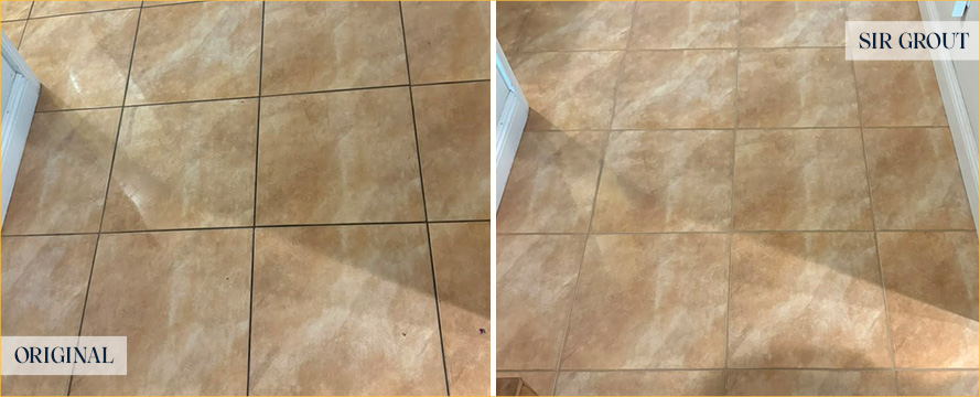 Floor Before and After a Flawless Grout Sealing in Phoenix, AZ