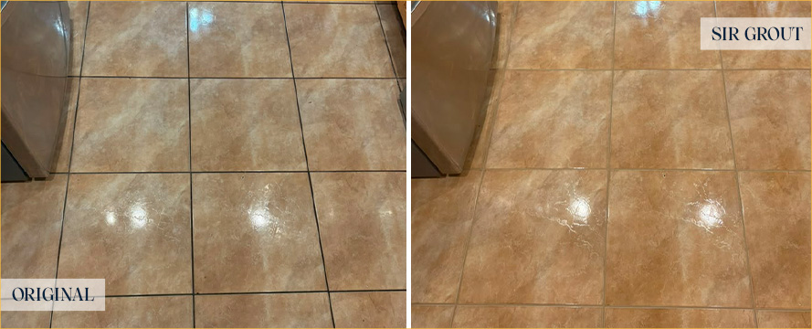 Floor Before and After a Superb Grout Sealing in Phoenix, AZ