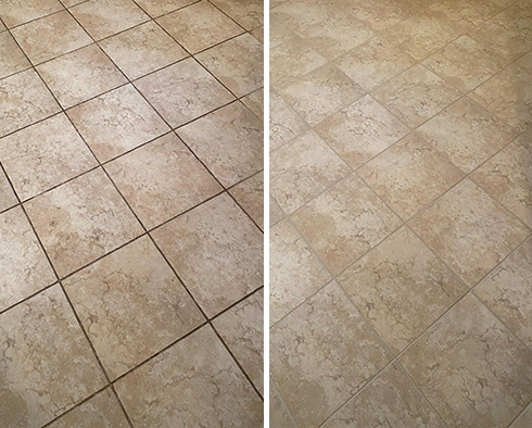 Floor Before and After Our Phoenix Tile And Grout Cleaners