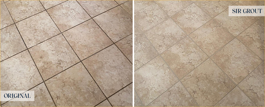 Floor Before and After Our Phoenix Tile And Grout Cleaners