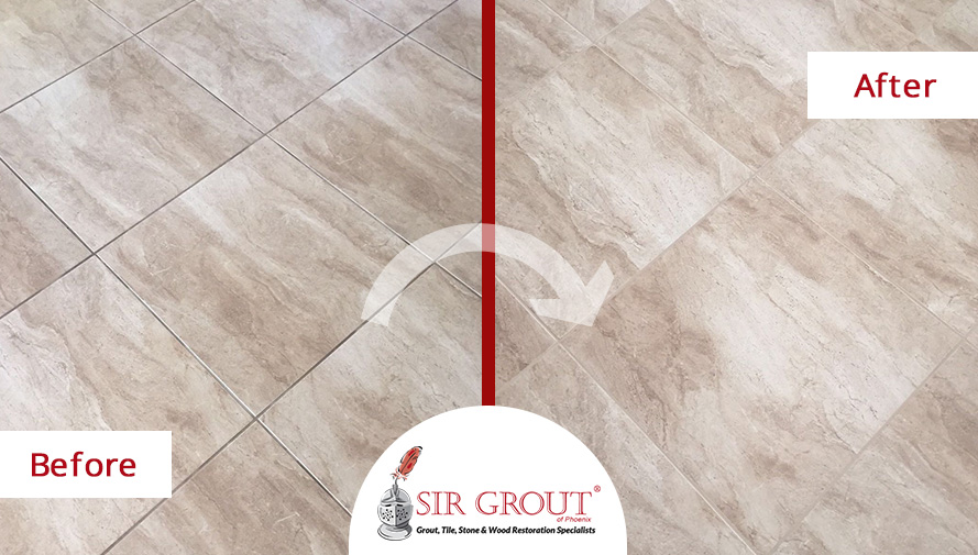 Before and After Picture of a Grout Cleaning Service in Scottsdale, AZ