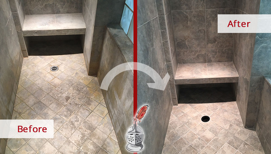 Before & After: Removing Hard Water Stains and Scale from Shower Tile