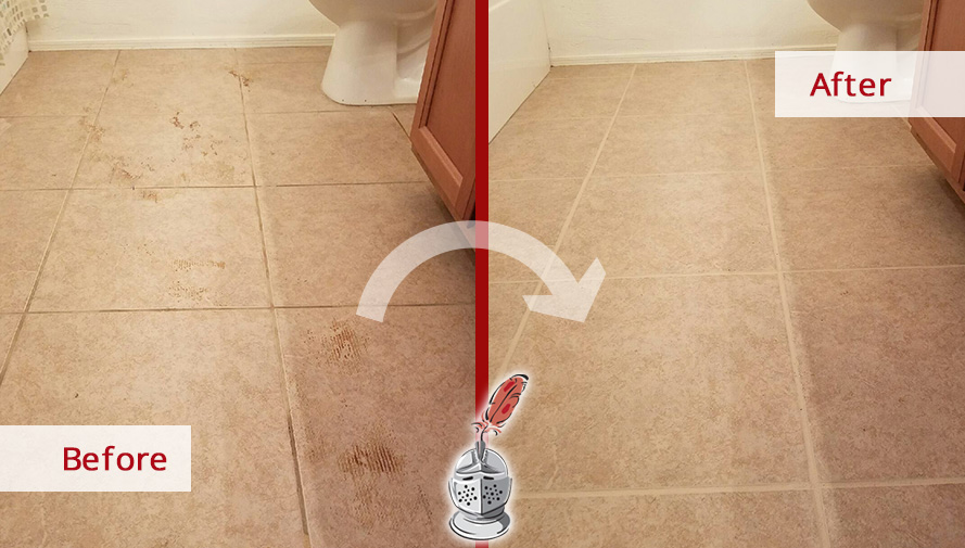 Before and After of a Bathroom Floor Tile and Grout Cleaning in Phoenix, Arizona