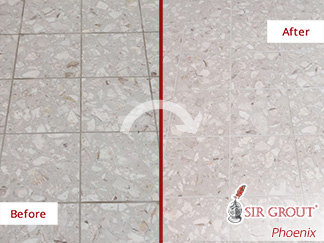 Learn How This Grout Sealing Job in Paradise Valley, Arizona Brings This Terrazo Tile Floor Back to Life