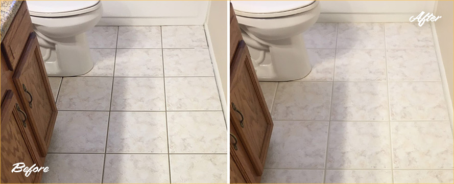 Before and after Picture of Our Grout Sealing Service in Two Bathrooms in Gilbert, Arizona