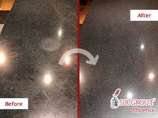 Granite Countertop Before and After a Stone Polishing Service in Scottsdale