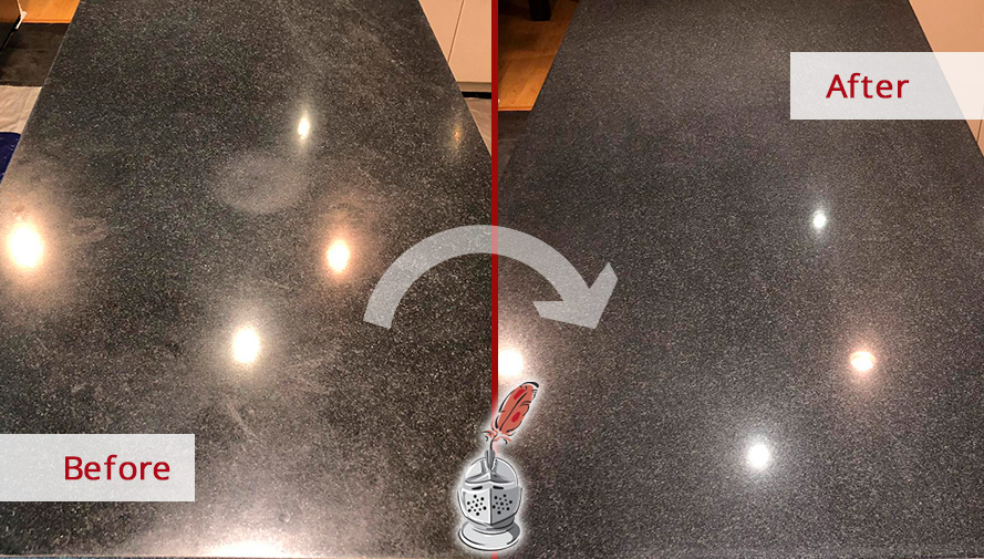 Granite Countertop Before and After a Stone Polishing Service in Scottsdale