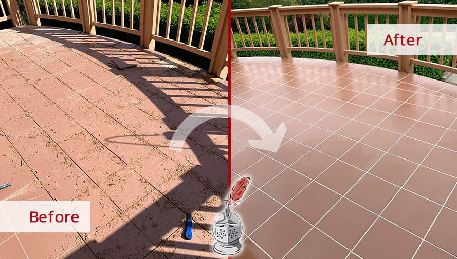 Picture of an Outdoor Surface Before and After Our Hard Surface Restoration Services in Scottsdale