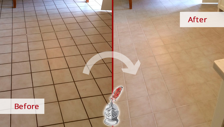 Before and After Our Kitchen Floor Grout Cleaning in Scottsdale, AZ