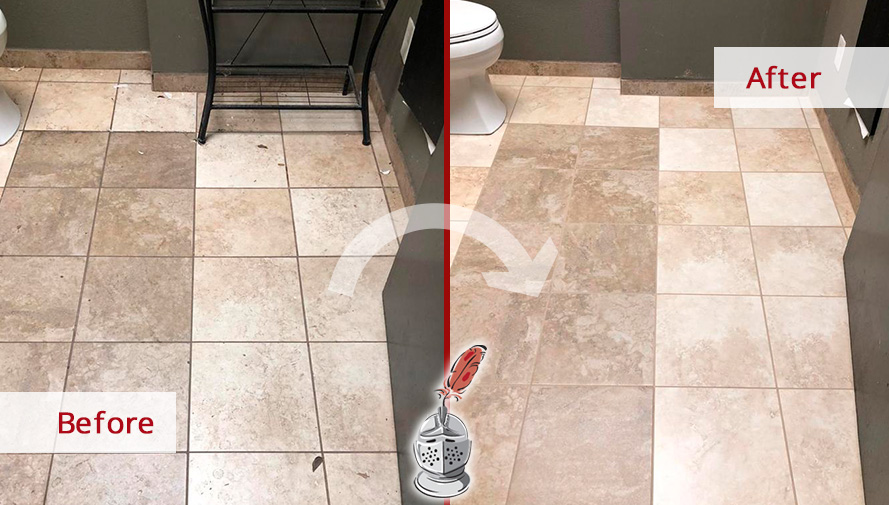 Image of a Floor Before and After a Professional Grout Cleaning in Phoenix, AZ