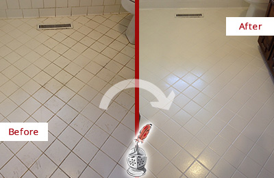 Sir Grout Seals the Grout of this Paradise Valley White Bathroom Floor for Extra Protection Before and After Picture of a Paradise Valley White Bathroom Floor Grout Sealed for Extra Protection