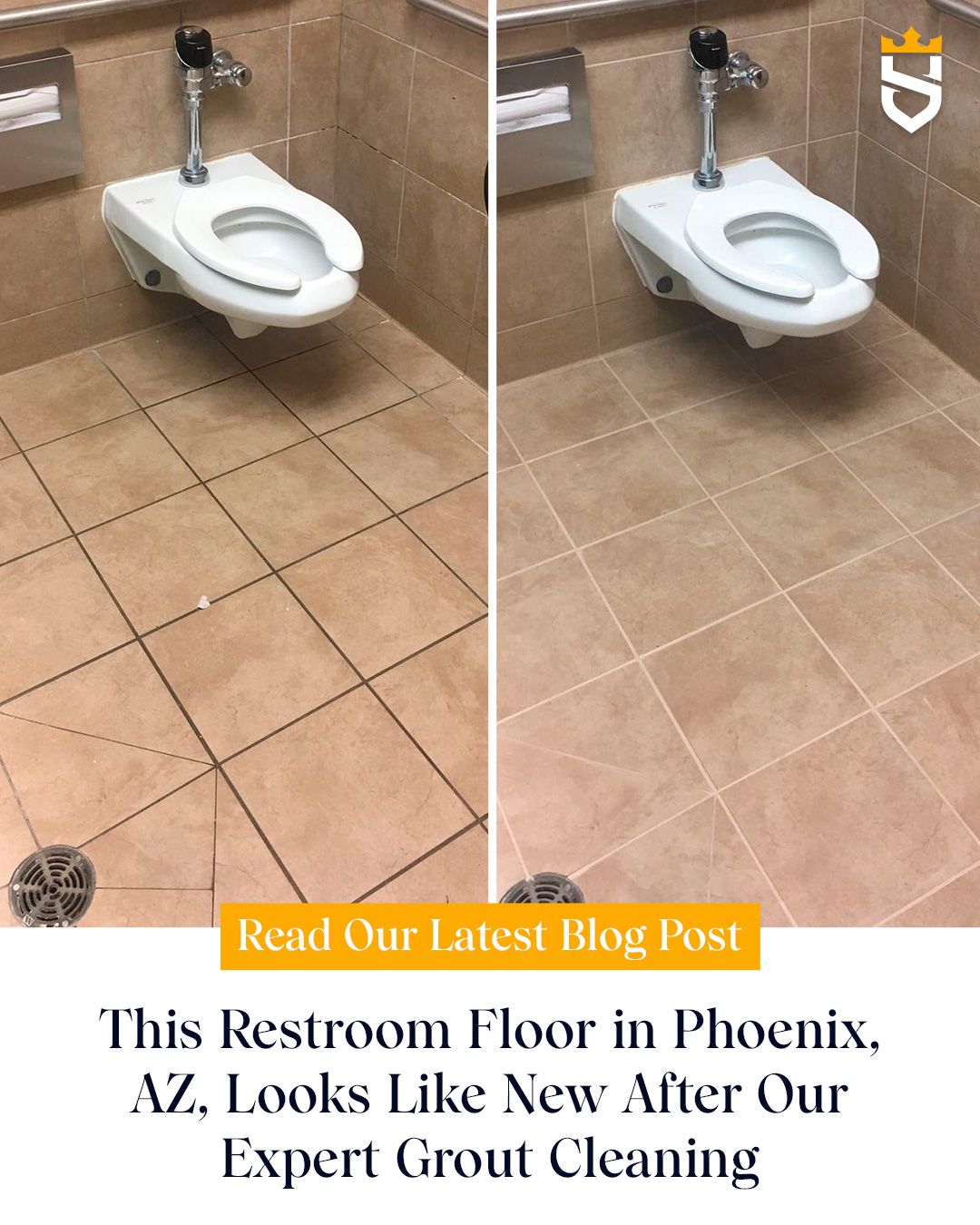 This Restroom Floor in Phoenix, AZ, Looks Like New After Our Expert Grout Cleaning